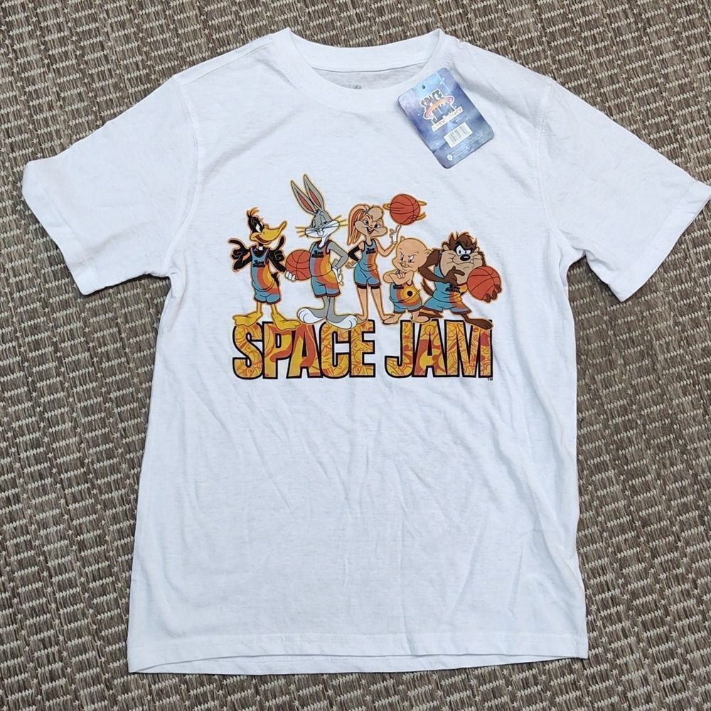 Space Jam Tune Squad white graphic tee Looney Tunes Daffy Duck Bugs Bunny Lola B
